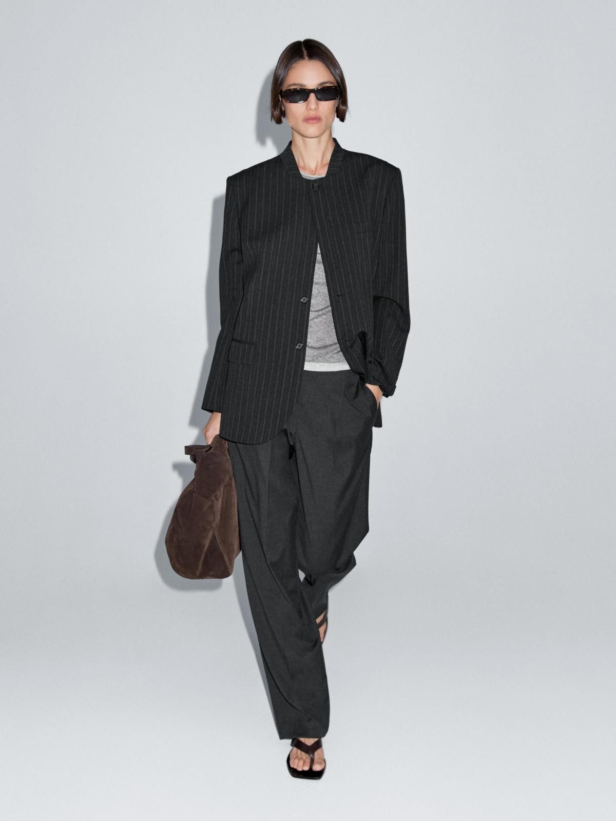 마시모두띠 테크니컬 스트라이프 울 테일러드 블레이저 6052/865 DARK GREY 이미지 7
