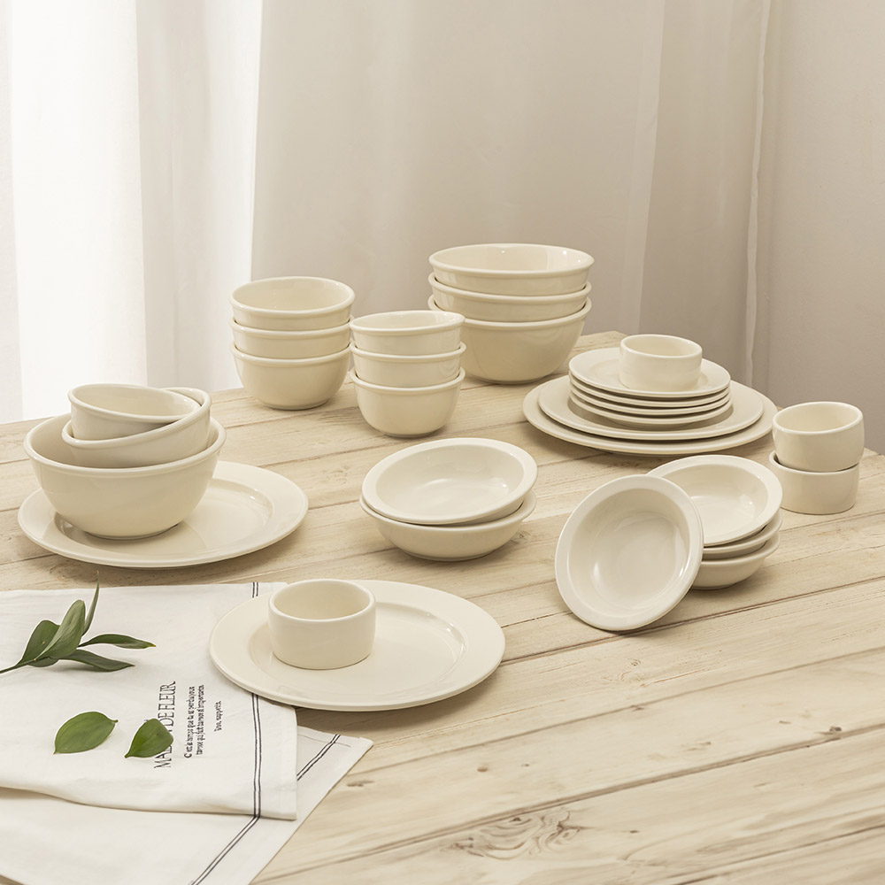 로렌스 크림화이트 4인 도자기 그릇세트 30P 신혼 식기세트