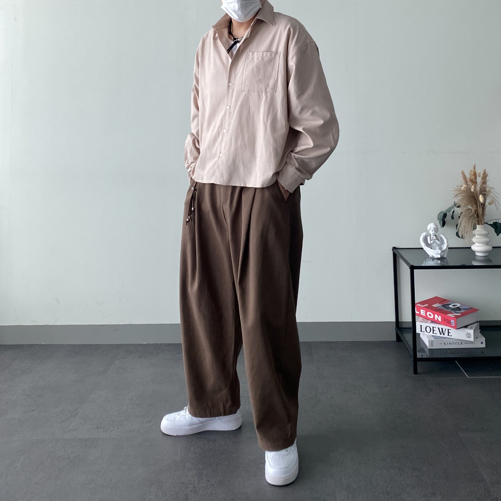 오버핏 남자옥스포드셔츠 크롭 면남방 봄 가을 흰색 긴팔 이미지 6