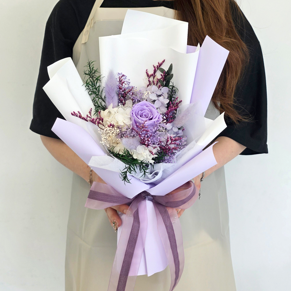 시들지않는 생화 프리저브드플라워 + 쇼핑백 졸업식 입학식 생일 축하 학예회 꽃다발 꽃배달 - 상품 이미지