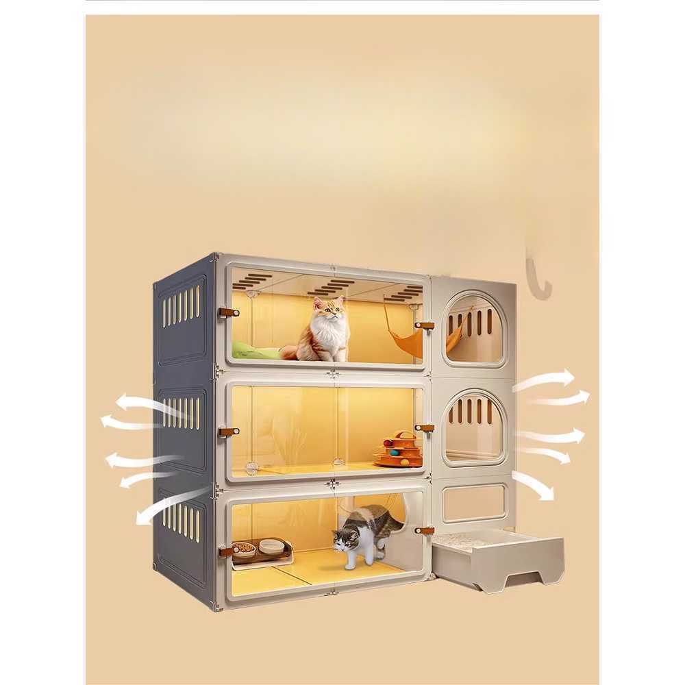 숨숨집 고양이 호텔 포근한 하우스 아늑한 휴식처 1단(105x45x35cm)+쓰레기통+모래수거 - 상세 이미지 3