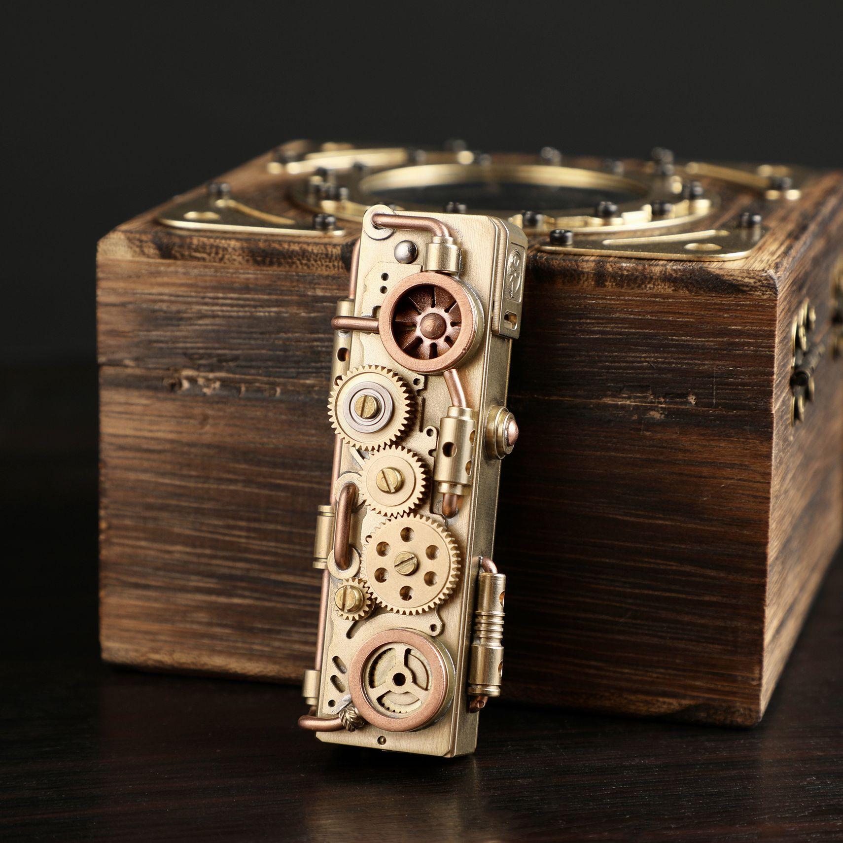 스팀펑크 톱니 바퀴 기어 라이터 세트 지포 터보 581 기어 기계박스포장