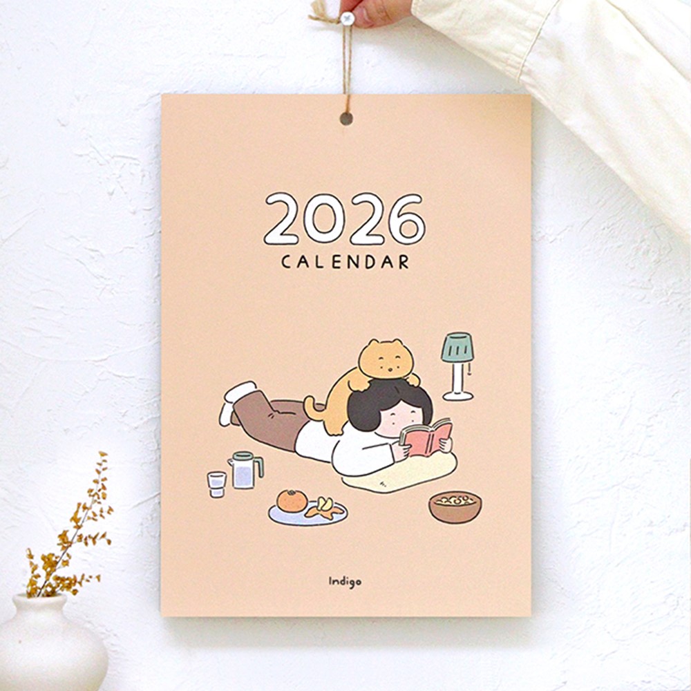 2026 일상 26년 A4 벽걸이 달력 귀여운 일러스트 캘린더 인디고 - 상세 이미지 2