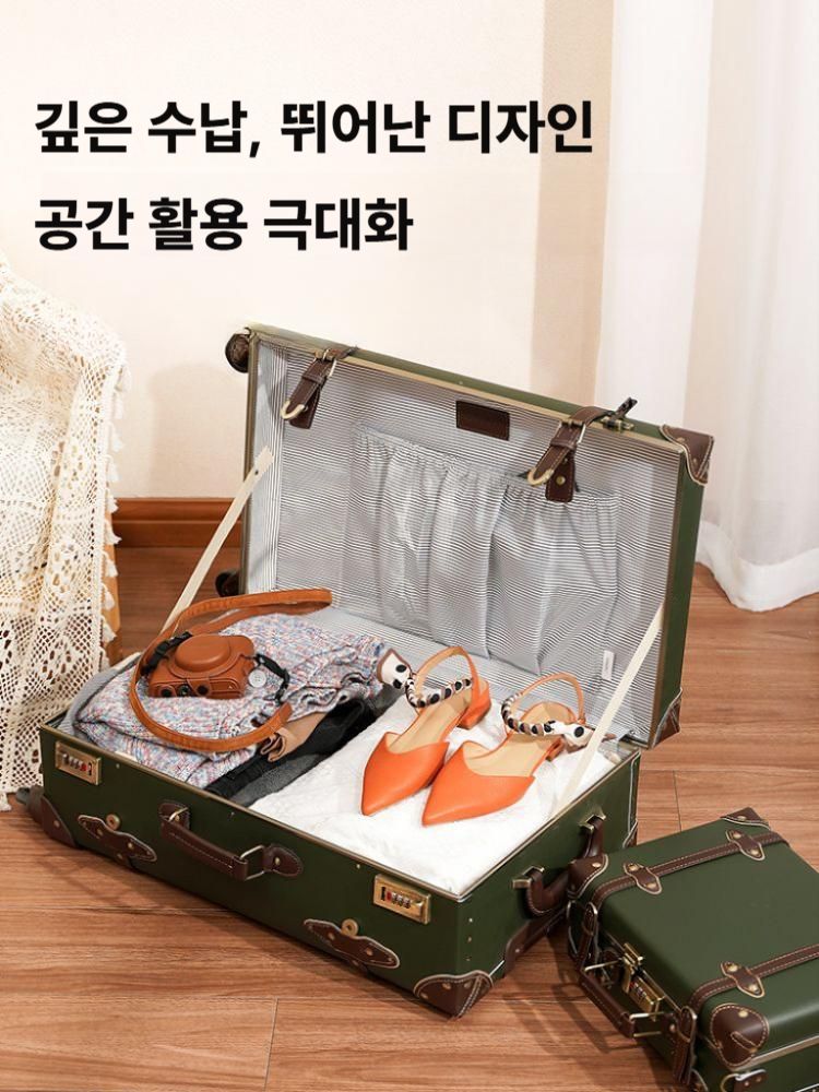 기내용캐리어 클래식 감성 여행가방 출장 신혼여행 트롤리 아미그린 20인치 알루미늄 프레임 - 상세 이미지 2