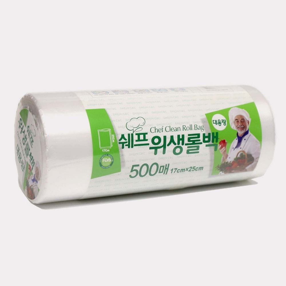 쉐프 롤백 위생백 비닐백 대용량 롤팩 25x35 500매 - 메인 이미지