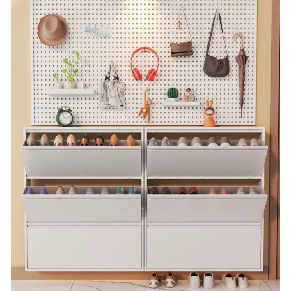 슬림 현관 신발장 스틸 슬림신발장 아이보리 2단 508 122 700 자가 조립