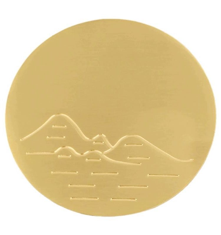 인테리어 원형 동판 플레이트 금속 데코 장식장 꾸미기 A6 산수+새 100mm - 상품 이미지