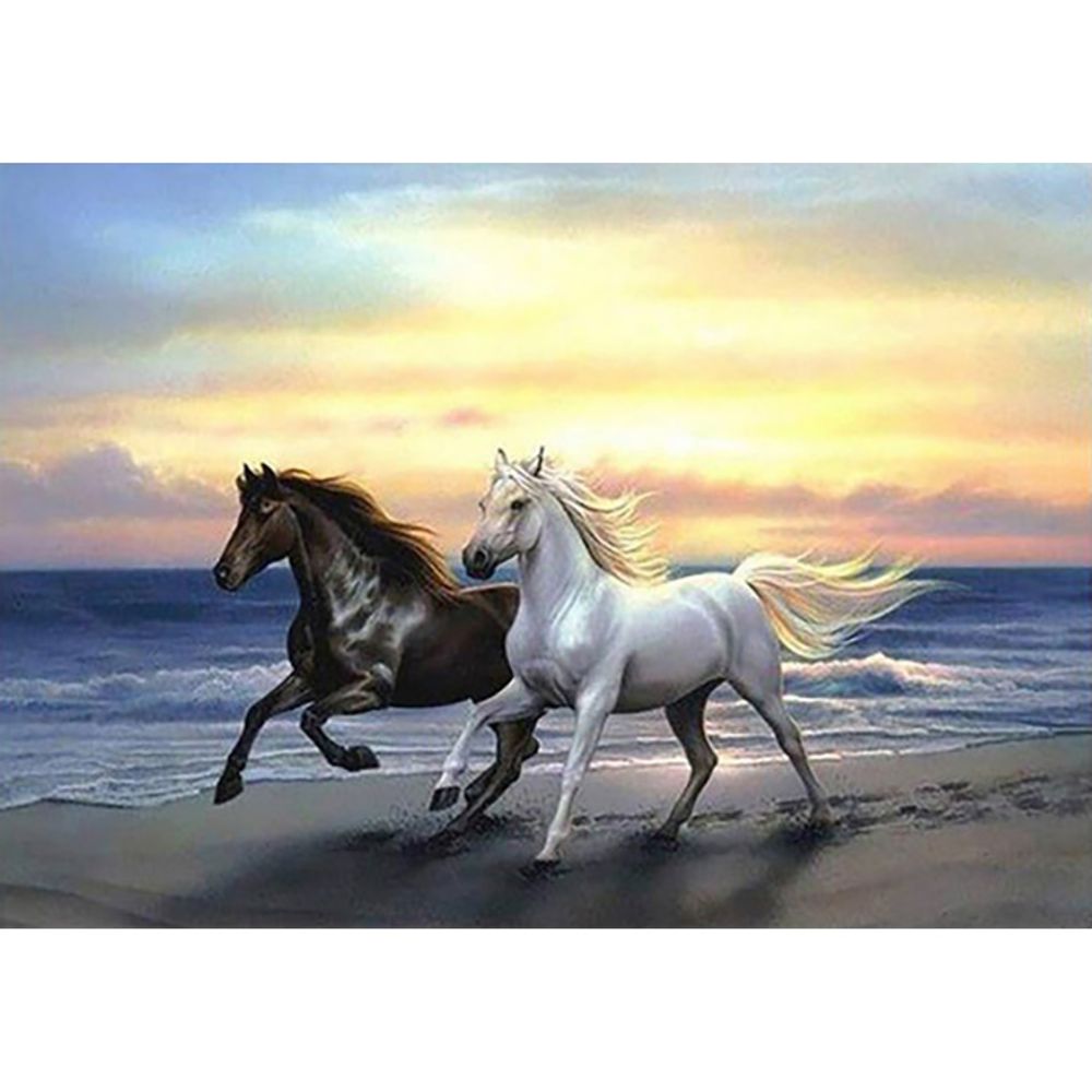 질주 쌍마도 (패브릭) 보석십자수 70x100 - 상품 이미지