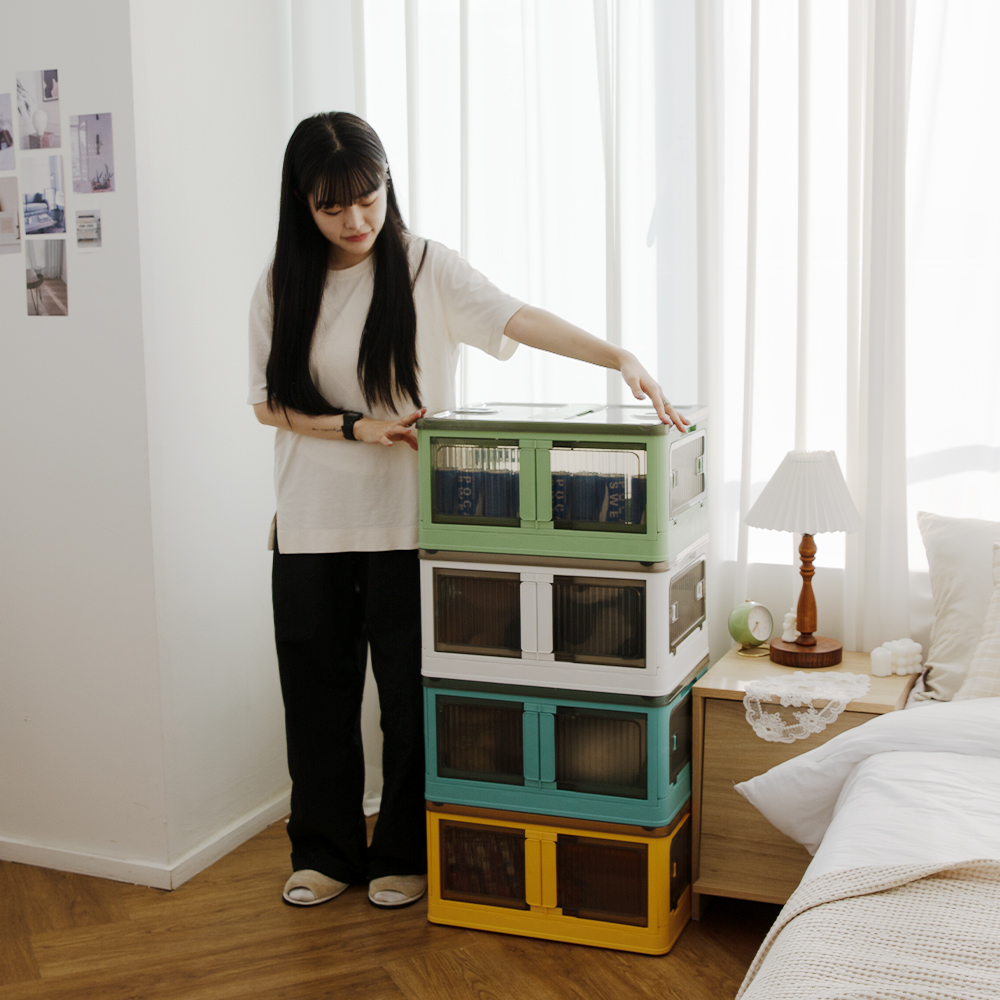 폴딩 리빙박스 양문형도어 접이식 정리함 S(40.5L)