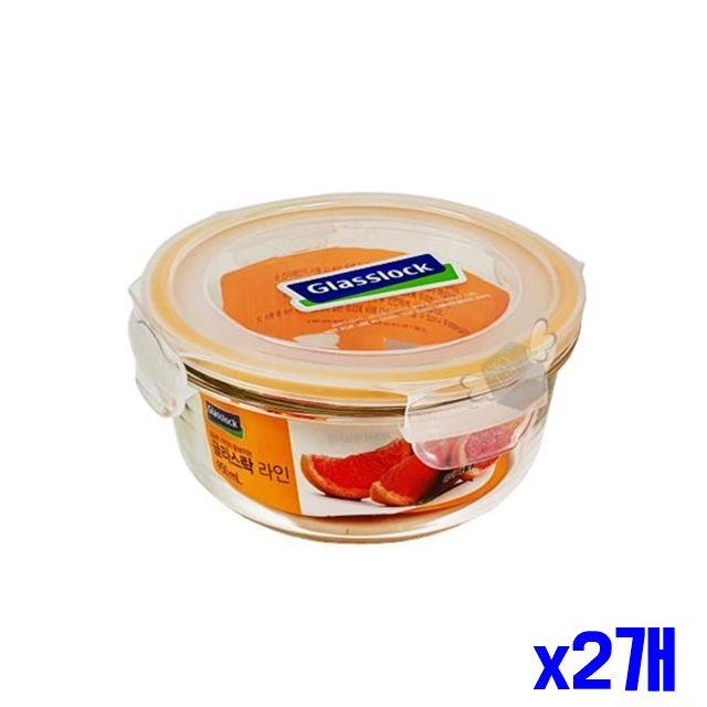 유리반찬용기 유리 950ml 보관 x2개 밀폐용기 원형 주 - 메인 이미지
