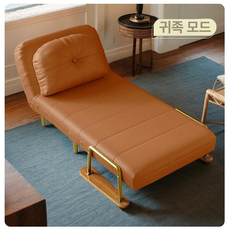 1인용 쇼파베드 접이식 다기능 쇼파 소파 베드 스펀지형-폭 80cm 오렌지테크니컬가죽