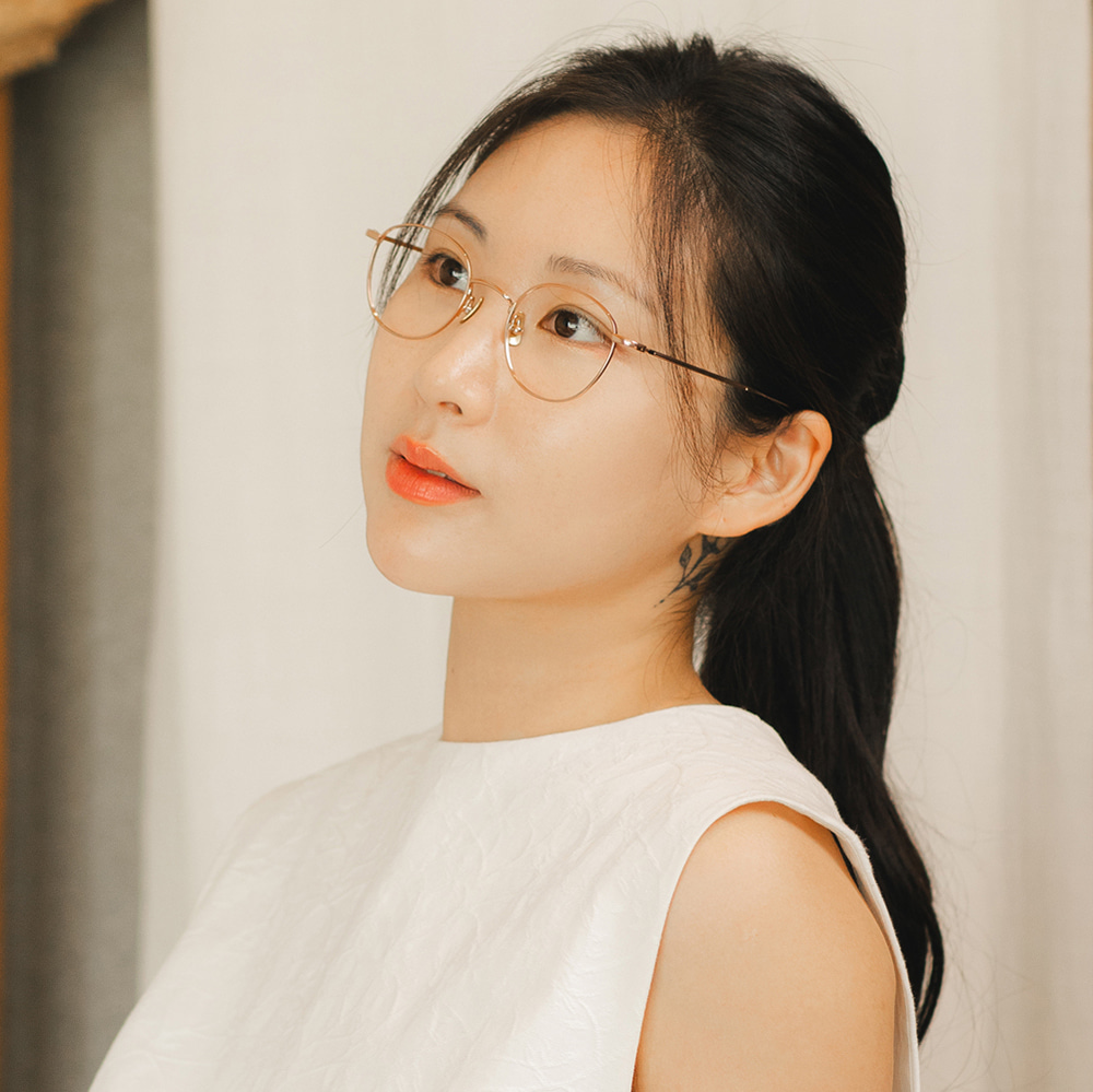 카나드 CA2455 가벼운 티타늄 안경테 블루라이트 차단 렌즈 초경량 메탈 타원형 안경 - 상세 이미지 3