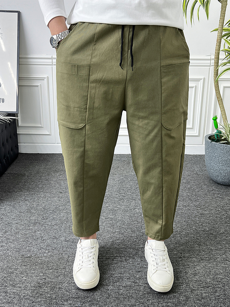 남자 벌룬팬츠 밴딩 빅카고 절개 와이드 배기바지 - 상품 이미지