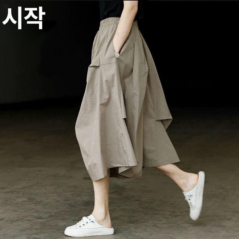 바스락 치마 바지 여성 버뮤다팬츠 여름 시원한 스커트 여름바지 살구색 M 추천 47.5-60.0kg - 상세 이미지 2