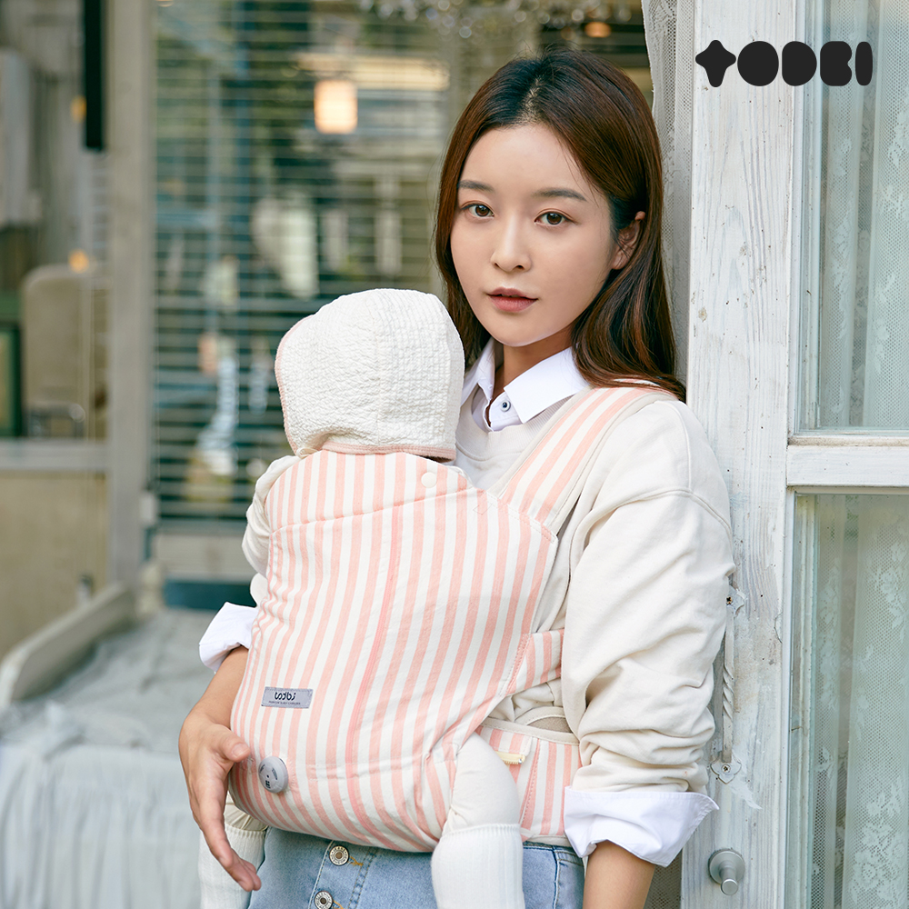[토드비] 롤롤 다이얼 베이비 캐리어 아기띠 피치 스트라이프