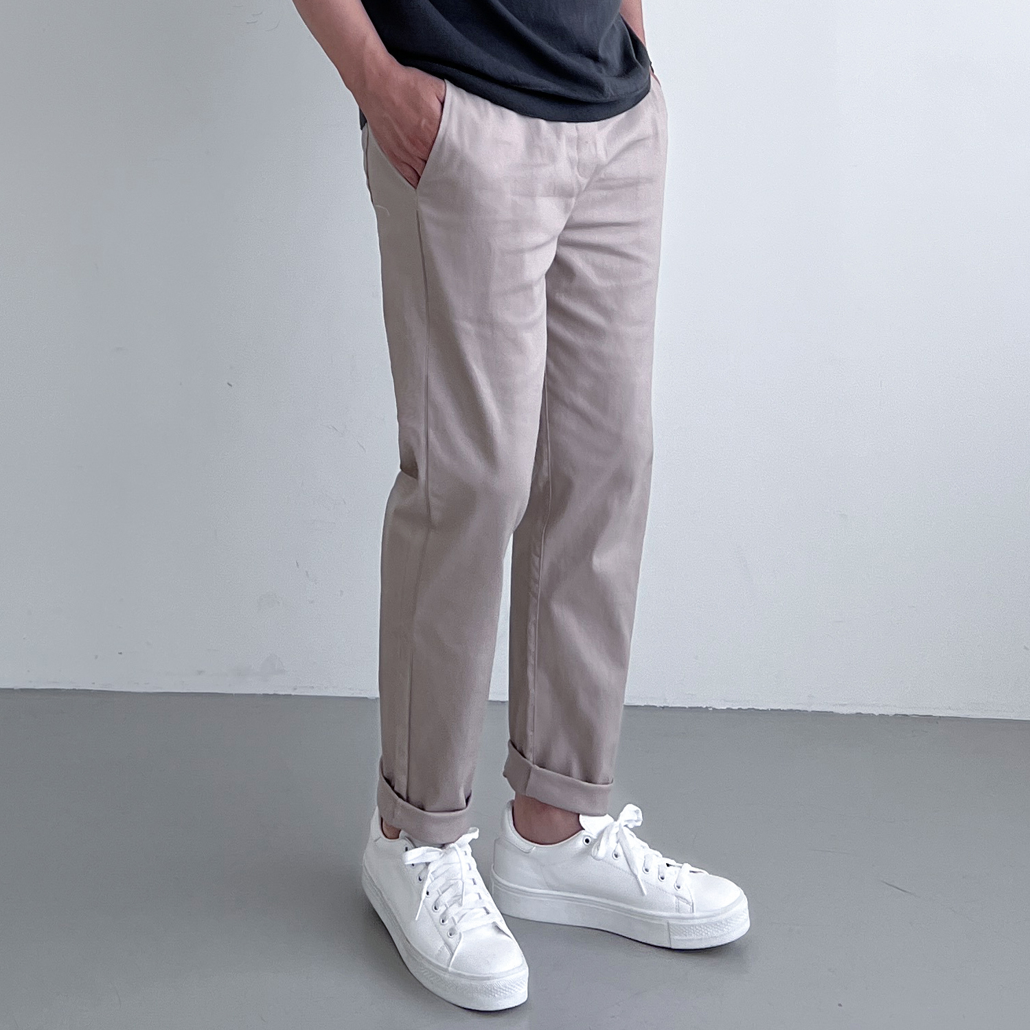 테이퍼드핏 치노팬츠 남자밴딩슬랙스 면바지 - 상세 이미지 5