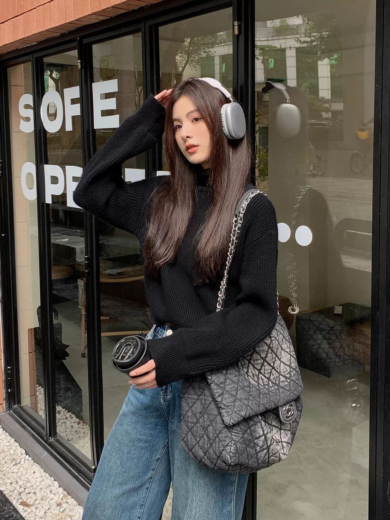 세미크롭니트 핑크 여성 하이넥 터틀넥 스웨터 핑크 M 45~50kg - 상세 이미지 4