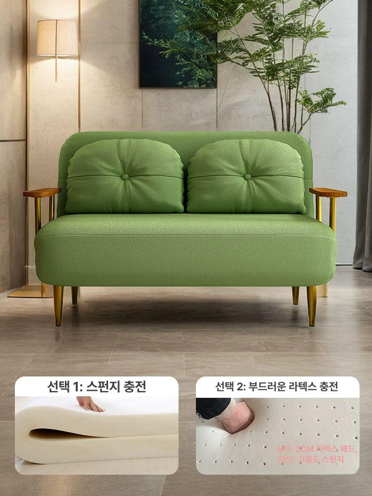 1인용 쇼파베드 접이식 다기능 쇼파 소파 베드 스펀지형-폭 80cm 오렌지테크니컬가죽