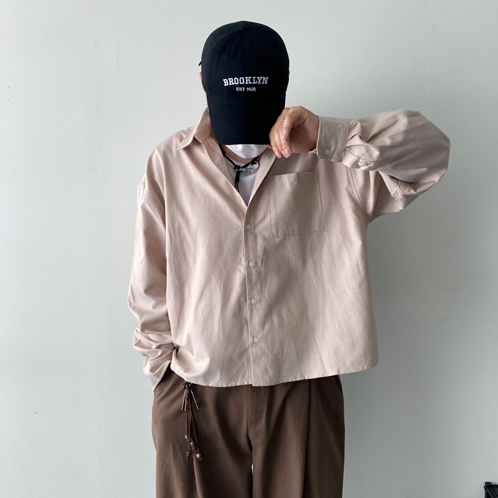 오버핏 남자옥스포드셔츠 크롭 면남방 봄 가을 흰색 긴팔 이미지 7