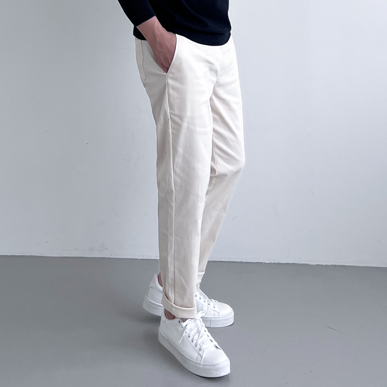 테이퍼드핏 치노팬츠 남자밴딩슬랙스 면바지 - 상세 이미지 4