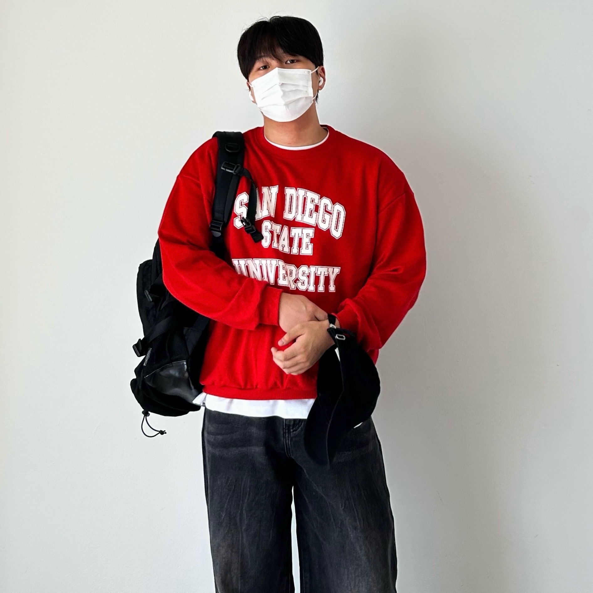 남자레터링맨투맨 특양면맨투맨 - 상세 이미지 2