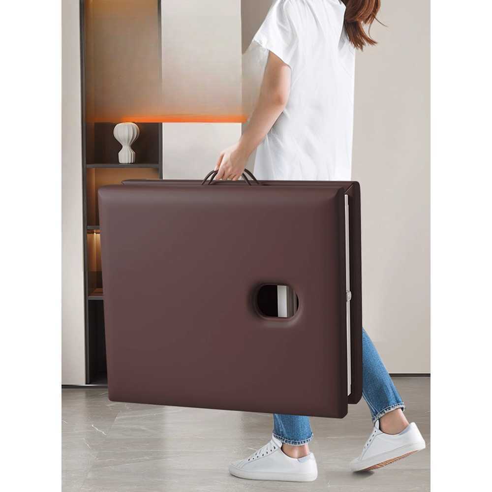 안마 베드 접이식 휴대용 살롱 스파 폴딩 마사지 침대 브라운 185x70x60cm(가죽) - 상세 이미지 3