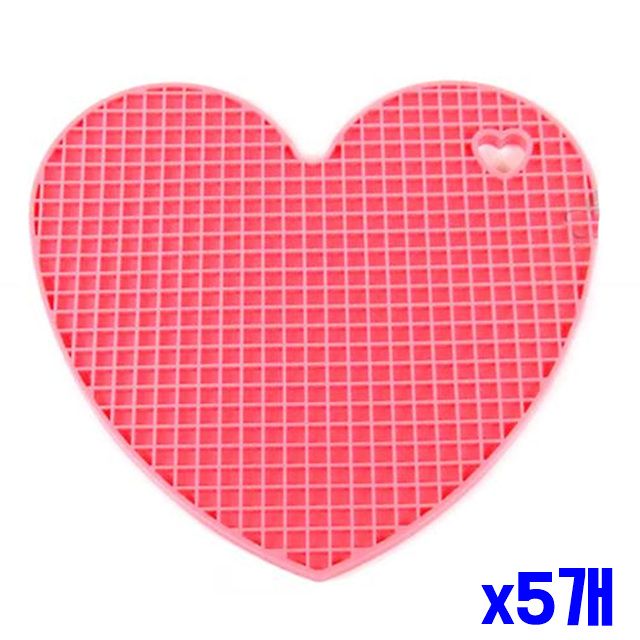 x5개 실리콘 색상랜덤 냄비받침 하트 뜨거운냄비받침 - 메인 이미지