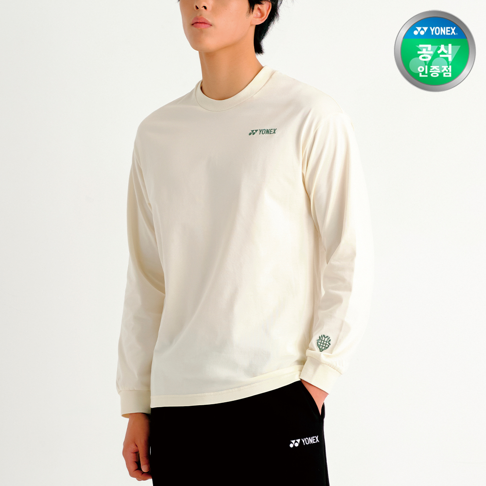 요넥스 16874EX 배드민턴 긴팔티셔츠 네이처 남녀공용 베이지 그린 인디고마린 - 상품 이미지
