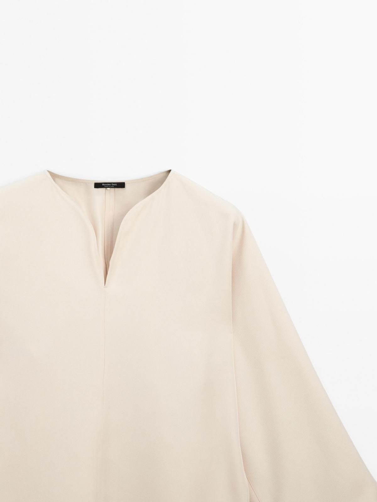 마시모두띠 플루이드 브이넥 슬릿 디테일 블라우스 5167/768 BEIGE - 상세 이미지 5
