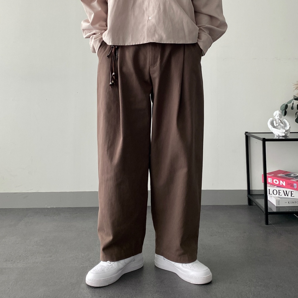 핀턱 원턱 면바지 벌룬팬츠 슬랙스 남자와이드팬츠 통바지 - 상세 이미지 5