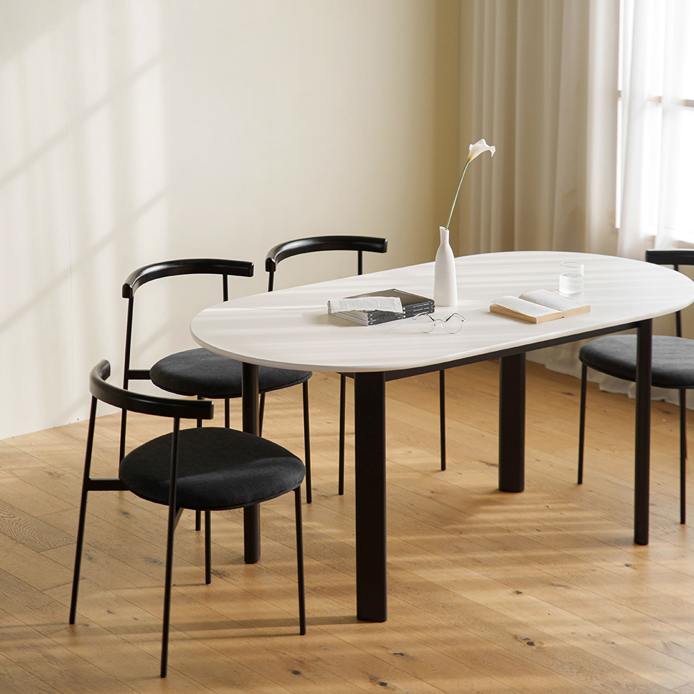 갈렛 타원형 식탁 테이블 원목 4인용 화이트 1800 - 상세 이미지 4