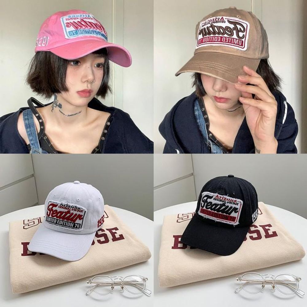 여성 퓨처페이볼캡 자수 데미지 모자 Y2K 빈티지 퓨처페이볼캡 블랙 - 메인 이미지