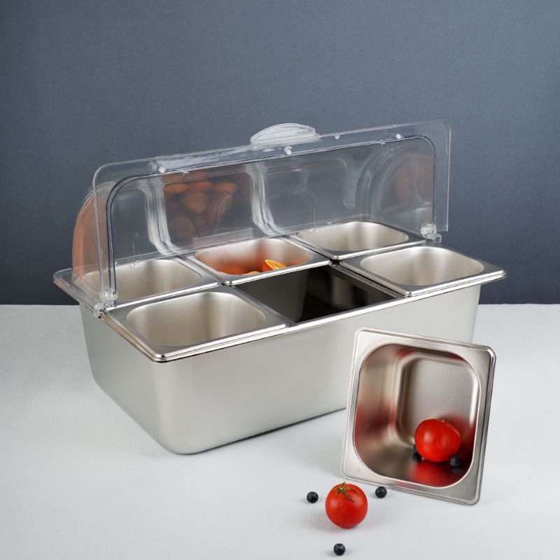 미니반찬냉장고 업소용 소형 영업 스테인레스A 보온고 700ML 10cm 세면대+2cm+아크릴뚜껑+아이스 - 상세 이미지 4