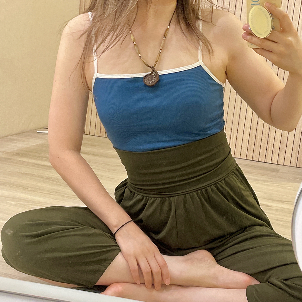 투톤 쫀쫀 캡내장 나시 브라탑 요가 필라테스 5D힐링 - 상품 이미지