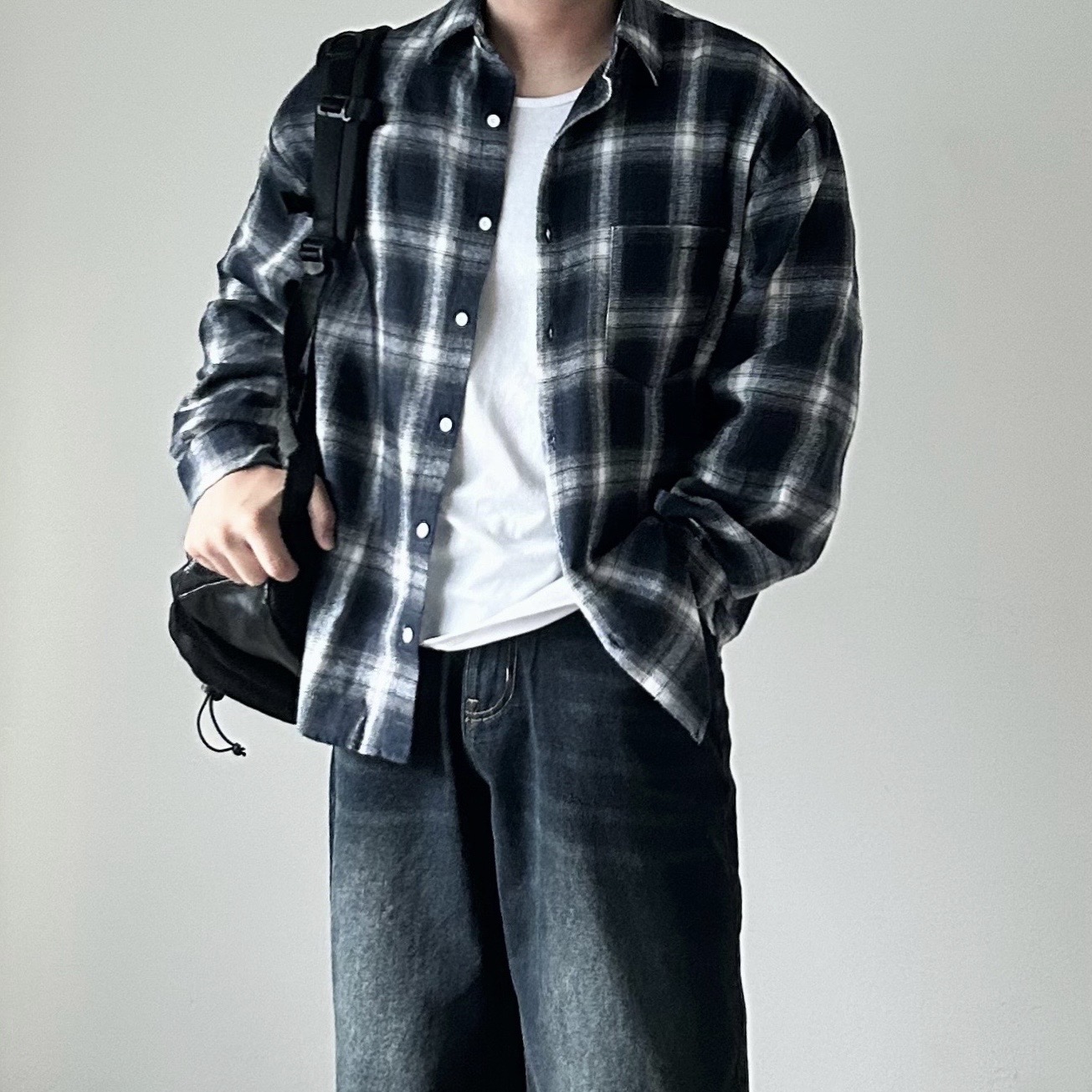 남자오버핏남방 남자체크남방 - 상세 이미지 4