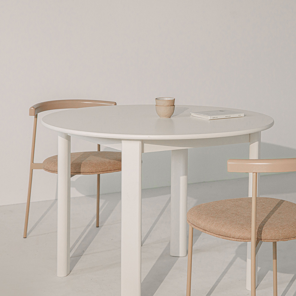 갈렛 원형 식탁 테이블 원목 세라믹 화이트 4인용 1000