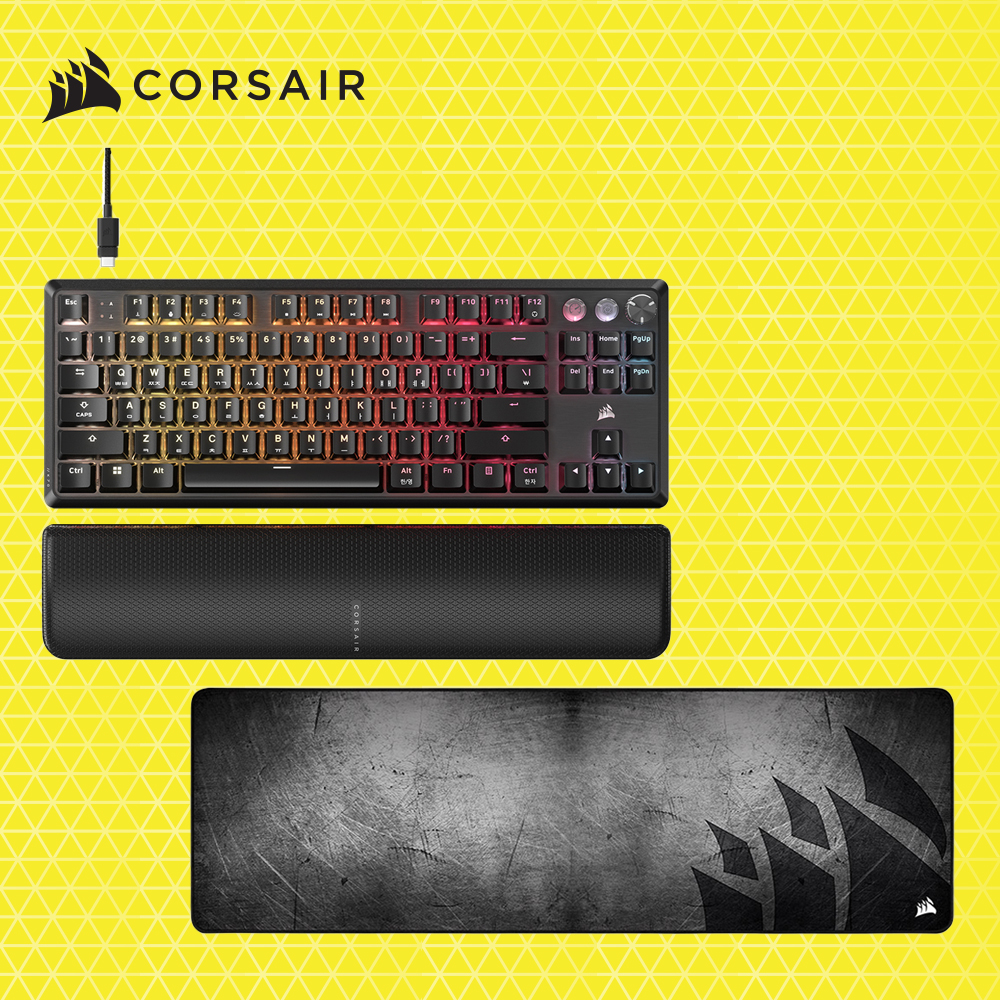 커세어 K70 PRO TKL MGX 래피드트리거 자석축 블랙+MM300 PRO EXTENDED 게이밍 기계식 키보드 마우스패드 세트 - 메인 이미지