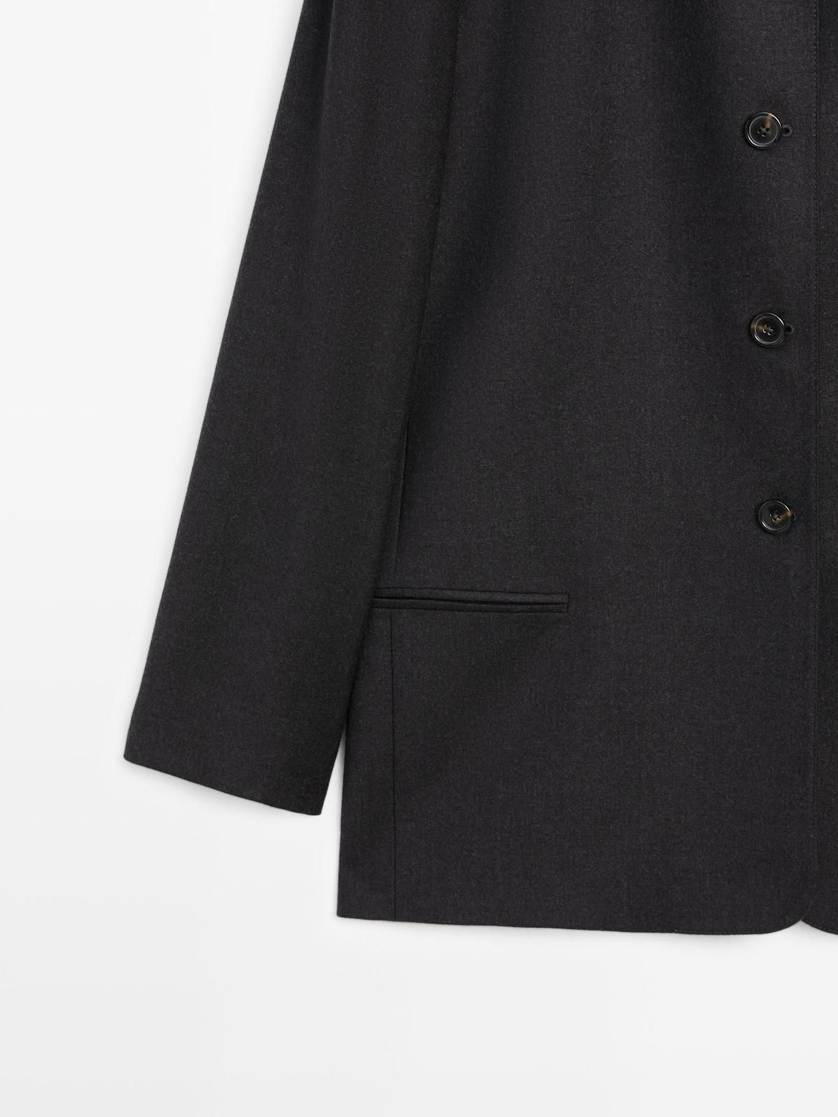 마시모두띠 미니멀 울 테크니컬 배색 칼라 숏 코트 6452/859 DARK GREY - 상세 이미지 5