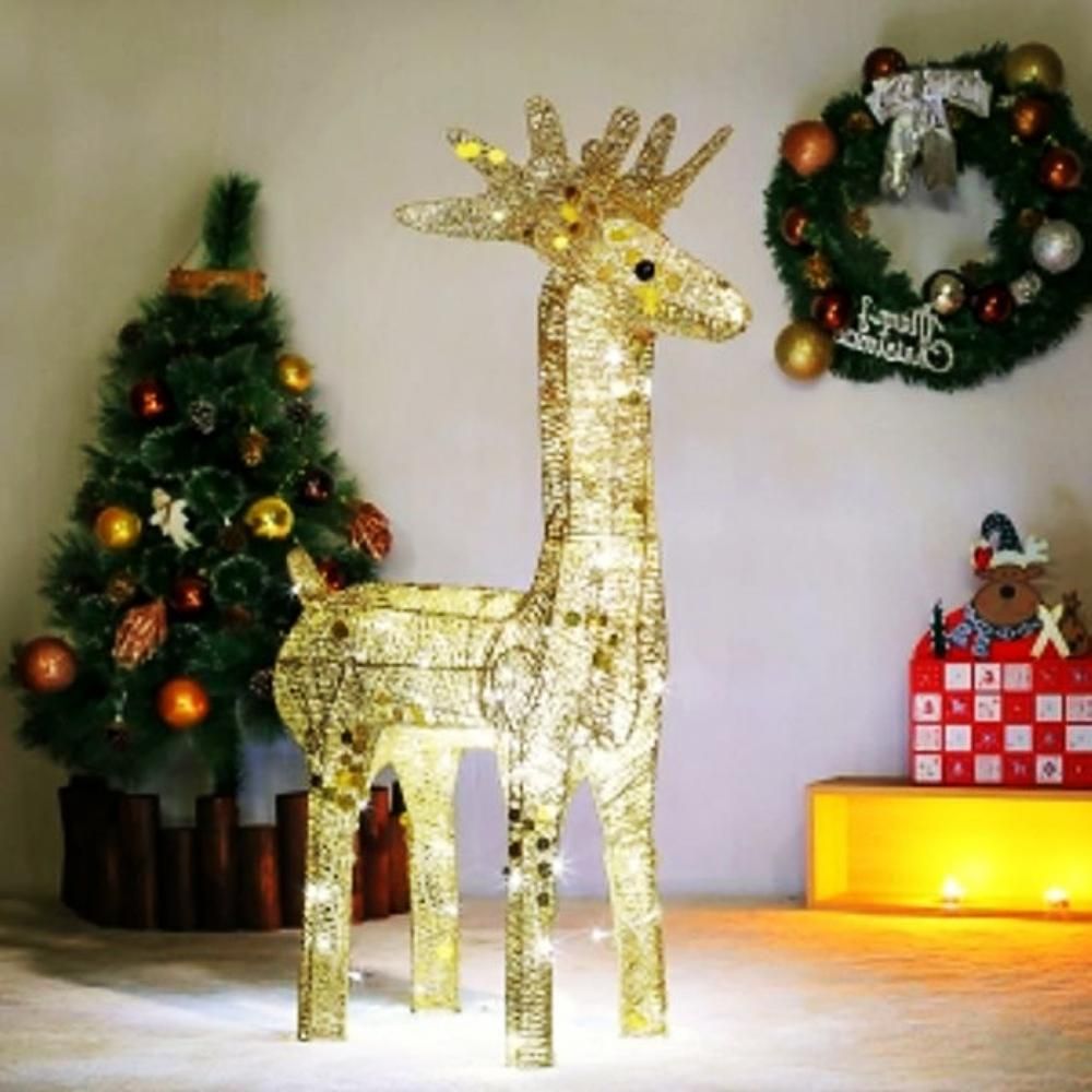 루돌프 크리스마스 110cm 골드 반짝 사슴 장식 led - 상품 이미지
