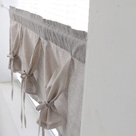 주방 바란스 인테리어 현관 가리개커튼 가림막 가림천 미니 창문 라떼 이중 패브릭 커튼