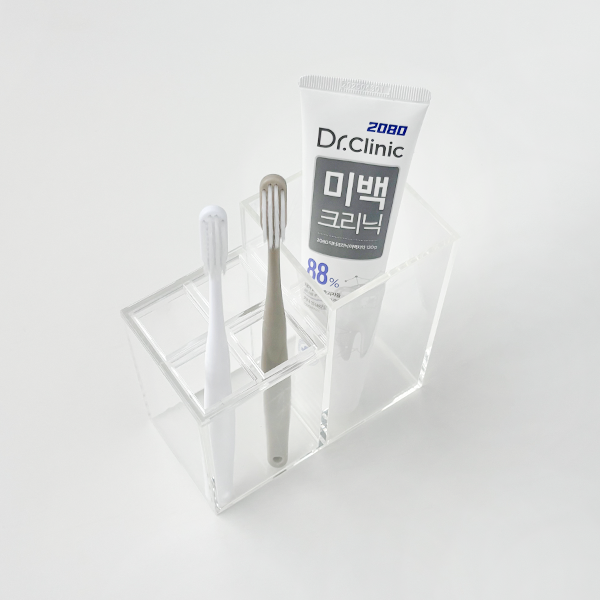 라슈에뜨 심플 투명 아크릴 칫솔치약 면도기 스탠드 칫솔꽂이 멀티홀더 거치대 - 상세 이미지 3
