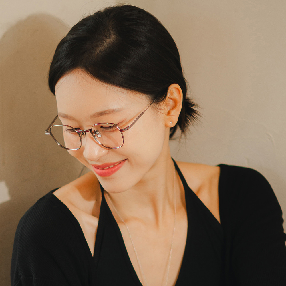 무사경 101 가벼운 티타늄 안경테 블루라이트 차단 렌즈 남자 여자 사각 메탈 안경 - 상세 이미지 3