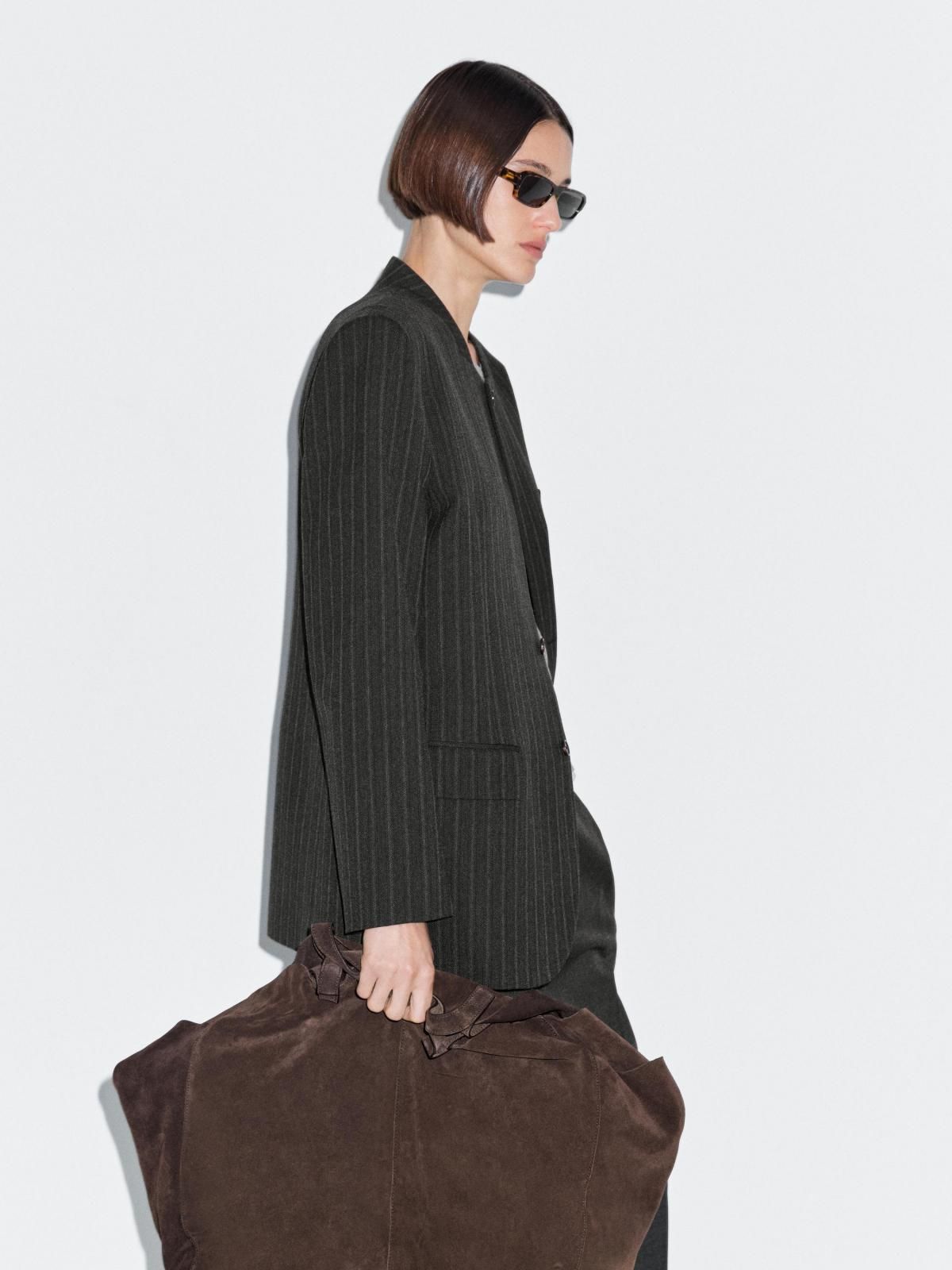 마시모두띠 테크니컬 스트라이프 울 테일러드 블레이저 6052/865 DARK GREY 이미지 8