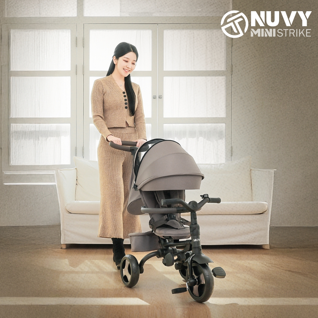 [누비앤타보] NUVY 고급형 미니스트라이크 등하원용 세발 자전거유모차 다기능 슬림폴딩