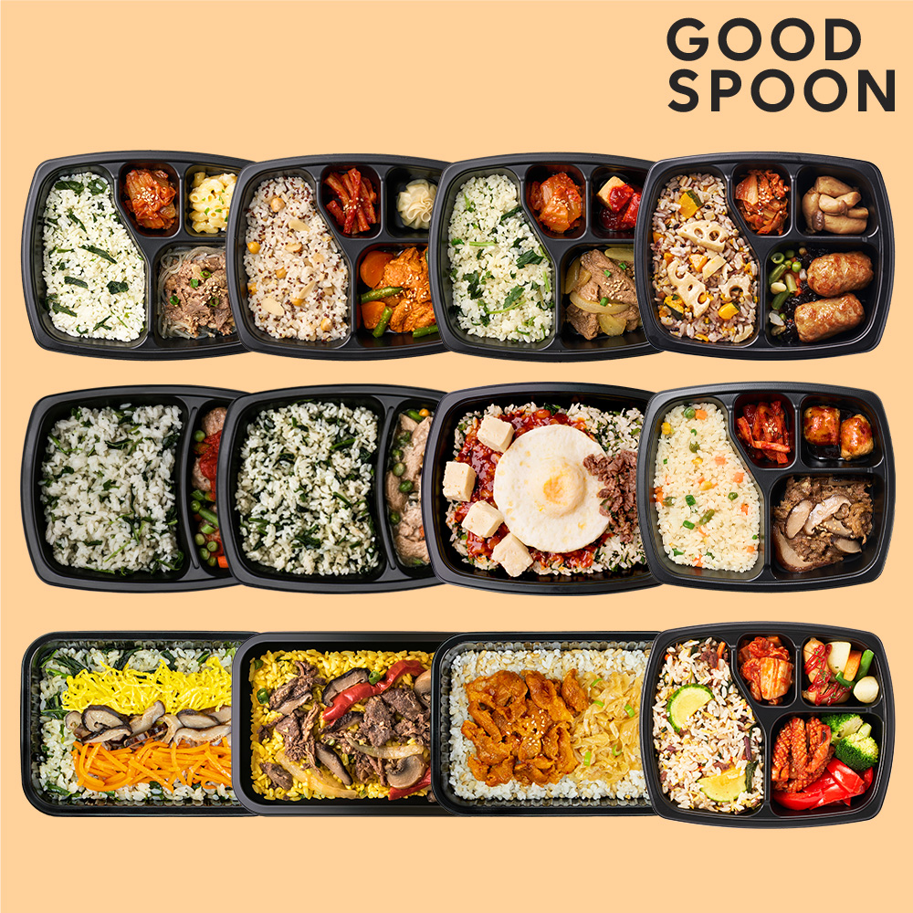 굿스푼 도시락 나물 비빔밥 12팩 맛있는 밥 반찬 건강한 영양 관리 음식 간편 식단
