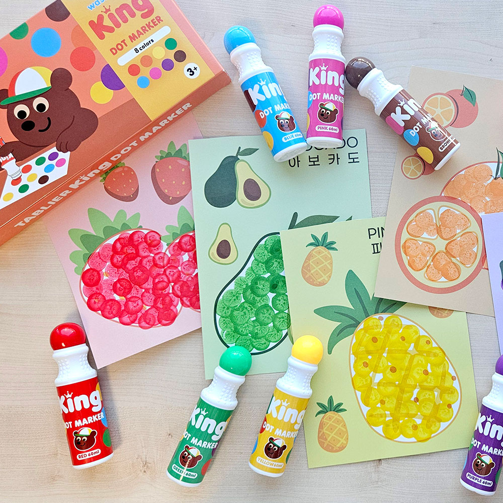 따블리에 워셔블 킹 도트물감 8색세트