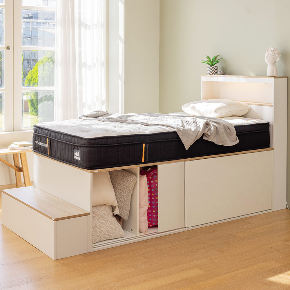 스스디 케이브 평상형 수납 침대 프레임 슈퍼싱글 400 SS 계단제외