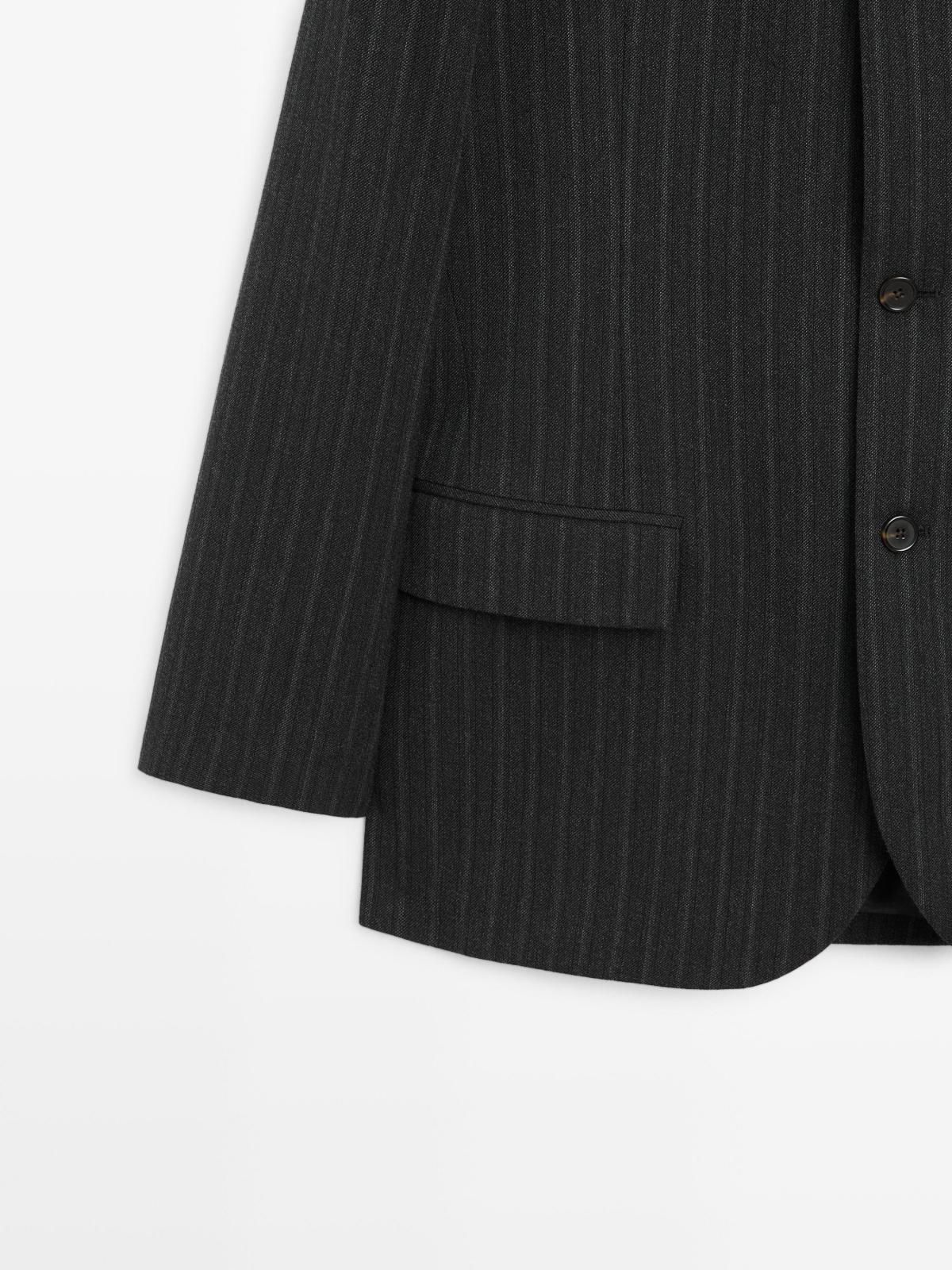 마시모두띠 테크니컬 스트라이프 울 테일러드 블레이저 6052/865 DARK GREY - 상세 이미지 4
