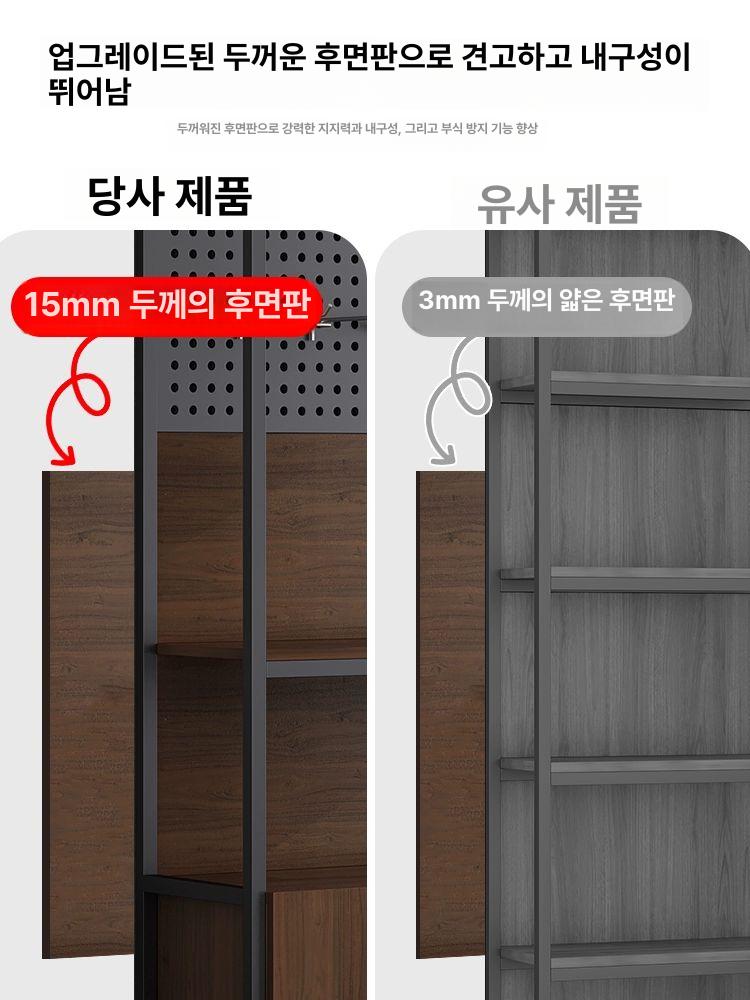 스마트폰 진열장 전시 팝업스토어 액세서리샵 복도수납장 휴대폰 원형 체험대 매장 수납장 100x30x195 월넛+블랙 A - 상세 이미지 3