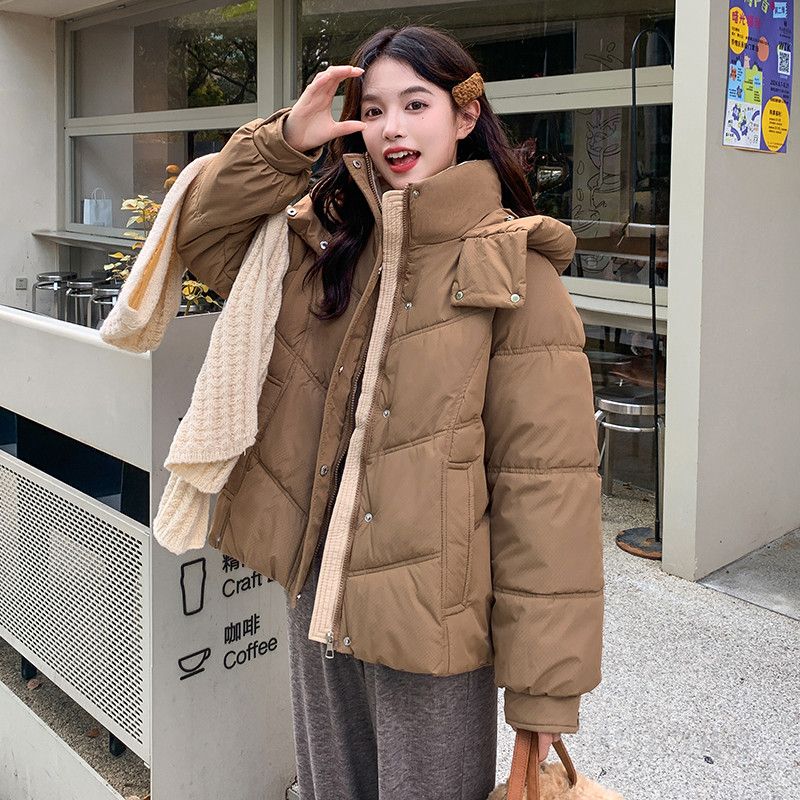 여성 경량 후드 자켓 가벼운 숏패딩 캐주얼한 스타일 데일리 학생용 코튼 재킷 편안한 착용감 외출용 트렌디한 디자인 - 상세 이미지 3